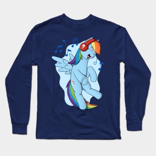 Rainbow Dash with Headphones Long Sleeve T-Shirt